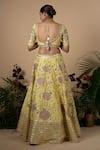 Shop_Blue Lotus Design_Yellow Lehenga And Blouse Raw & Dupatta Cotton Embroidery Bridal Set _at_Aza_Fashions