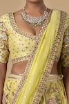 Blue Lotus Design_Yellow Lehenga And Blouse Raw & Dupatta Cotton Embroidery Bridal Set _Online_at_Aza_Fashions