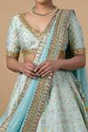 Blue Lotus Design_Blue Raw Silk Lehenga Set _Online_at_Aza_Fashions