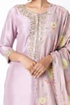 Blue Lotus Design_Purple Floral Round Embroidered Kurta Set _Online_at_Aza_Fashions