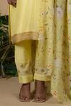 Buy_Blue Lotus Design_Yellow Dupion , Cotton Floral Round Embroidered Kurta Set _Online_at_Aza_Fashions