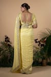 Shop_Blue Lotus Design_Yellow Saree Cotton Silk Embroidered Zardozi Scoop Neck With Blouse _at_Aza_Fashions