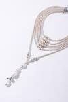 Buy_Amama_White Pearl And Stones Layered Necklace_at_Aza_Fashions