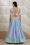 Shop_Shyam Narayan Prasad_Blue Modal Satin, Flat Chiffon Floral V Neck Print Lehenga Set _at_Aza_Fashions