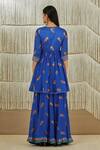 Shop_Shyam Narayan Prasad_Blue Modal Satin, Flat Chiffon Floral, Zardozi Round Print Anarkali Sharara Set _at_Aza_Fashions