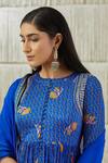 Shop_Shyam Narayan Prasad_Blue Modal Satin, Flat Chiffon Floral, Zardozi Round Print Anarkali Sharara Set _Online_at_Aza_Fashions