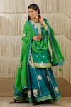 Buy_Shyam Narayan Prasad_Green Chanderi Embroidered Floral Round Kurta Lehenga Set _at_Aza_Fashions