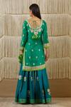 Shop_Shyam Narayan Prasad_Green Chanderi Embroidered Floral Round Kurta Lehenga Set _at_Aza_Fashions