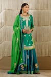 Shyam Narayan Prasad_Green Chanderi Embroidered Floral Round Kurta Lehenga Set _Online_at_Aza_Fashions