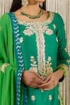 Shop_Shyam Narayan Prasad_Green Chanderi Embroidered Floral Round Kurta Lehenga Set _Online_at_Aza_Fashions