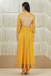 Shop_Shyam Narayan Prasad_Yellow Modal Satin, Flat Chiffon, Rayon Twill Floral, Gota Print Anarkali Set _at_Aza_Fashions