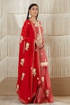 Shyam Narayan Prasad_Red Chanderi Embroidered Floral Round Kurta Sharara Set  _Online_at_Aza_Fashions