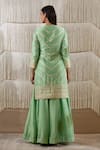 Shop_Shyam Narayan Prasad_Green Organza, Chanderi Floral, Gota Work Round Embroidered Kurta Sharara Set _at_Aza_Fashions