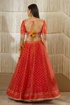 Shop_Shyam Narayan Prasad_Red Silk Woven Floral Leaf Neck Chanderi Brocade Lehenga Set _at_Aza_Fashions