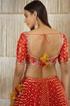 Buy_Shyam Narayan Prasad_Red Silk Woven Floral Leaf Neck Chanderi Brocade Lehenga Set _Online_at_Aza_Fashions