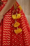 Shop_Shyam Narayan Prasad_Red Silk Woven Floral Leaf Neck Chanderi Brocade Lehenga Set _Online_at_Aza_Fashions