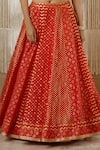 Shyam Narayan Prasad_Red Silk Woven Floral Leaf Neck Chanderi Brocade Lehenga Set _at_Aza_Fashions