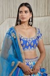 Shop_Shyam Narayan Prasad_Blue Raw Silk, Net Dori Work, Floral Scoop Neck Embroidered Lehenga Set _Online_at_Aza_Fashions
