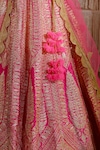 Shyam Narayan Prasad_Pink Raw Silk Embroidered Floral Leaf Neck Bridal Lehenga Set _at_Aza_Fashions