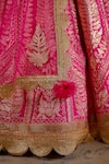 Shyam Narayan Prasad_Pink Raw Silk, Net Floral, Gota Work Leaf Neck Embroidered Bridal Lehenga Set _at_Aza_Fashions