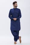 Buy Manish Nagdeo Blue Cotton Silk Pathani Kurta Set at Aza Fashions Buy_Manish Nagdeo_Blue Cotton Silk Pathani Kurta Set _at_Aza_Fashions