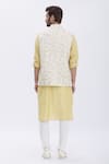 Shop_Aham-Vayam_Gold Cotton Embroidered Floral Motifs Nawaab Bundi And Kurta Set _at_Aza_Fashions