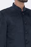 Aham-Vayam_Black Cotton Velvet Bandhgala _at_Aza_Fashions