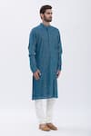 Aham-Vayam_Blue Cotton Blend Sequins Embellished Kurta Set _Online_at_Aza_Fashions