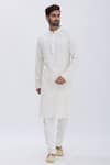 Buy White Cotton Blend Embroidered Sequins Whirlpool Embellished Kurta ...
