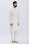 Aham-Vayam_White Cotton Blend Sequins Whirlpool Embellished Kurta Set _Online_at_Aza_Fashions