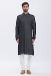 Buy_Aham-Vayam_Black Cotton Blend Embroidered Kurta And Pyjama Set _Online_at_Aza_Fashions