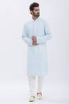 Buy_Aham-Vayam_Blue Cotton Blend Nizam Embroidered Kurta Set_at_Aza_Fashions