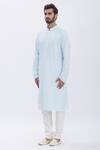 Shop_Aham-Vayam_Blue Cotton Blend Nizam Embroidered Kurta Set_Online_at_Aza_Fashions