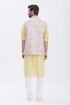Shop_Aham-Vayam_Gold Cotton Silk Blend Eden Embroidered Bundi And Kurta Set_at_Aza_Fashions