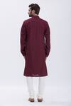 Shop_Aham-Vayam_Maroon Cotton Blend Thread Work Embroidered Kurta Set_at_Aza_Fashions