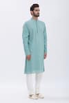 Aham-Vayam_Green Cotton Blend Sequins Embellished Kurta Set _Online_at_Aza_Fashions