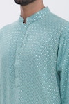 Aham-Vayam_Green Cotton Blend Sequins Embellished Kurta Set _at_Aza_Fashions