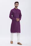 Buy_Aham-Vayam_Purple Cotton Sequins Embroidered Kurta Set For Kids_at_Aza_Fashions