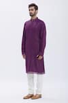 Shop_Aham-Vayam_Purple Cotton Sequins Embroidered Kurta Set For Kids_Online_at_Aza_Fashions