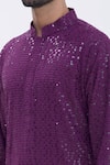 Aham-Vayam_Purple Cotton Sequins Embroidered Kurta Set For Kids_at_Aza_Fashions