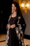 Paulmi and Harsh_Black Anarkali And Palazzo Cotton Silk Dupatta Organza Set With  _at_Aza_Fashions