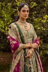 Angad Singh_Green Lehenga And Blouse- Raw Silk Embroidered Floral V Neck Bridal Set_Online_at_Aza_Fashions