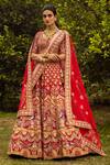 Buy Angad Singh Red Dupattas- Net, Lehenga And Blouse- Raw Silk Zardozi Embroidered Bridal Set at Aza Fashions Buy_Angad Singh_Red Dupattas- Net, Lehenga And Blouse- Raw Silk Zardozi Embroidered Bridal Set _at_Aza_Fashions