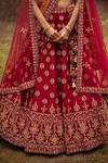 Buy_Angad Singh_Maroon Lehenga And Blouse- Raw Silk Embroidered Floral V Zardozi Set For Women_Online_at_Aza_Fashions