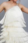 Shop_Elemente_White Fringe Lining Butter Crepe Embellished Cutdana One Shoulder Bella Dress _at_Aza_Fashions