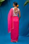 Shop_Pita Nila_Pink Organza And Raw Print & Embroidery Saree With Blouse  _at_Aza_Fashions