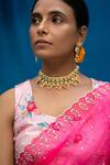 Pita Nila_Pink Organza And Raw Print & Embroidery Saree With Blouse  _Online_at_Aza_Fashions