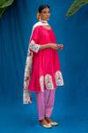Buy_Pita Nila_Pink Chanderi And Soft Cotton Thread &amp; Sequin, Applique, Anarkali &amp; Salwar Set _at_Aza_Fashions
