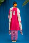 Shop_Pita Nila_Pink Chanderi And Soft Cotton Thread &amp; Sequin, Applique, Anarkali &amp; Salwar Set _at_Aza_Fashions