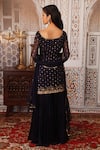 Shop_Esha Koul_Blue Georgette Embellished Sequin Work Scoop Neck Kurta Sharara Set _at_Aza_Fashions